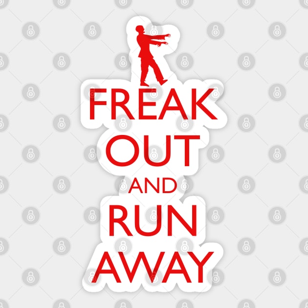 FREAK OUT AND RUN AWAY zombies Sticker by HolidayBug